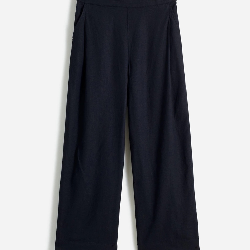 Madewell Linen Pull-On Straight Crop Pants